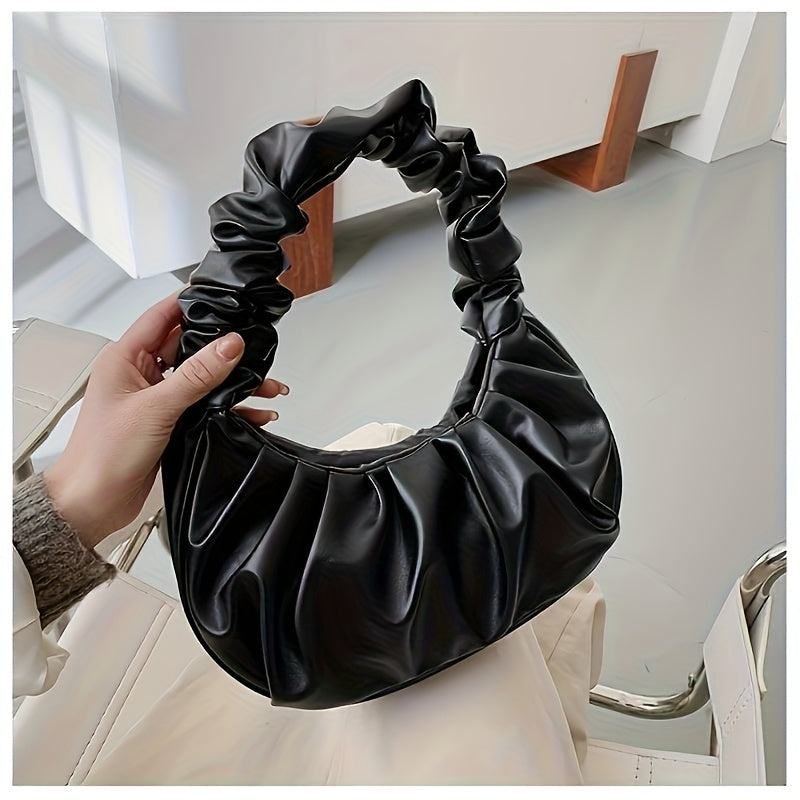 Structured Small Handbag with Ruffled Bow & Snap Button Closure