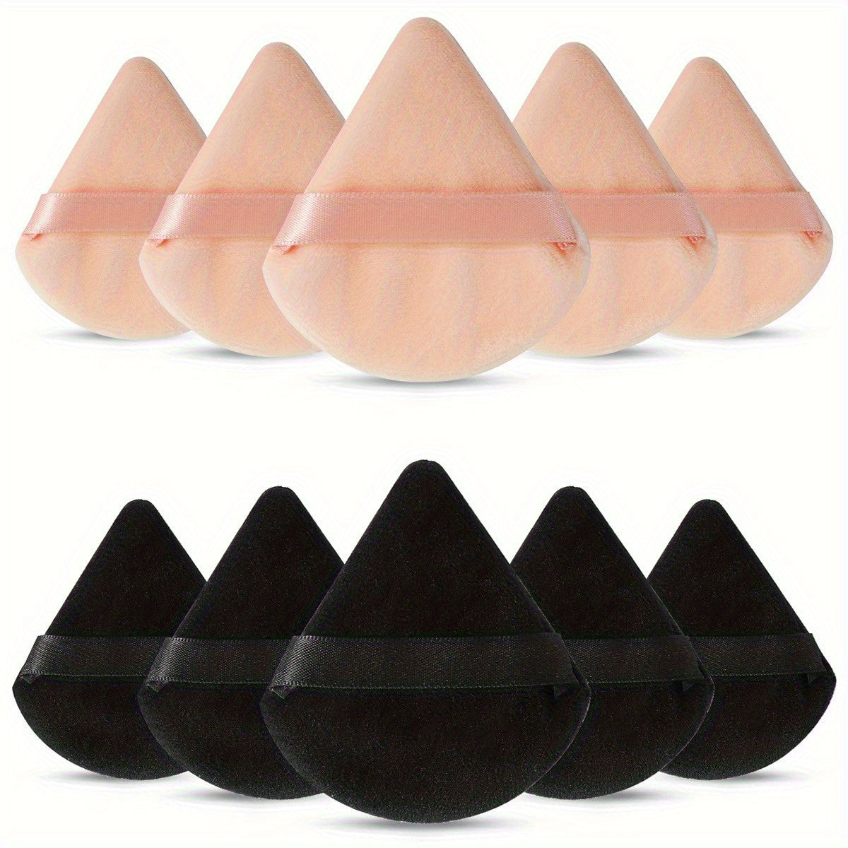 11/25pcs Reusable Triangular Makeup Sponges & Beauty Blenders - Soft Plush, Fragrance-Free, 3 Colors (Black/White/Pink) for Foundation, Powder, Blush - Gentle on Normal Light Beige, Face & Body Use, Makeup Sponges for Blendin