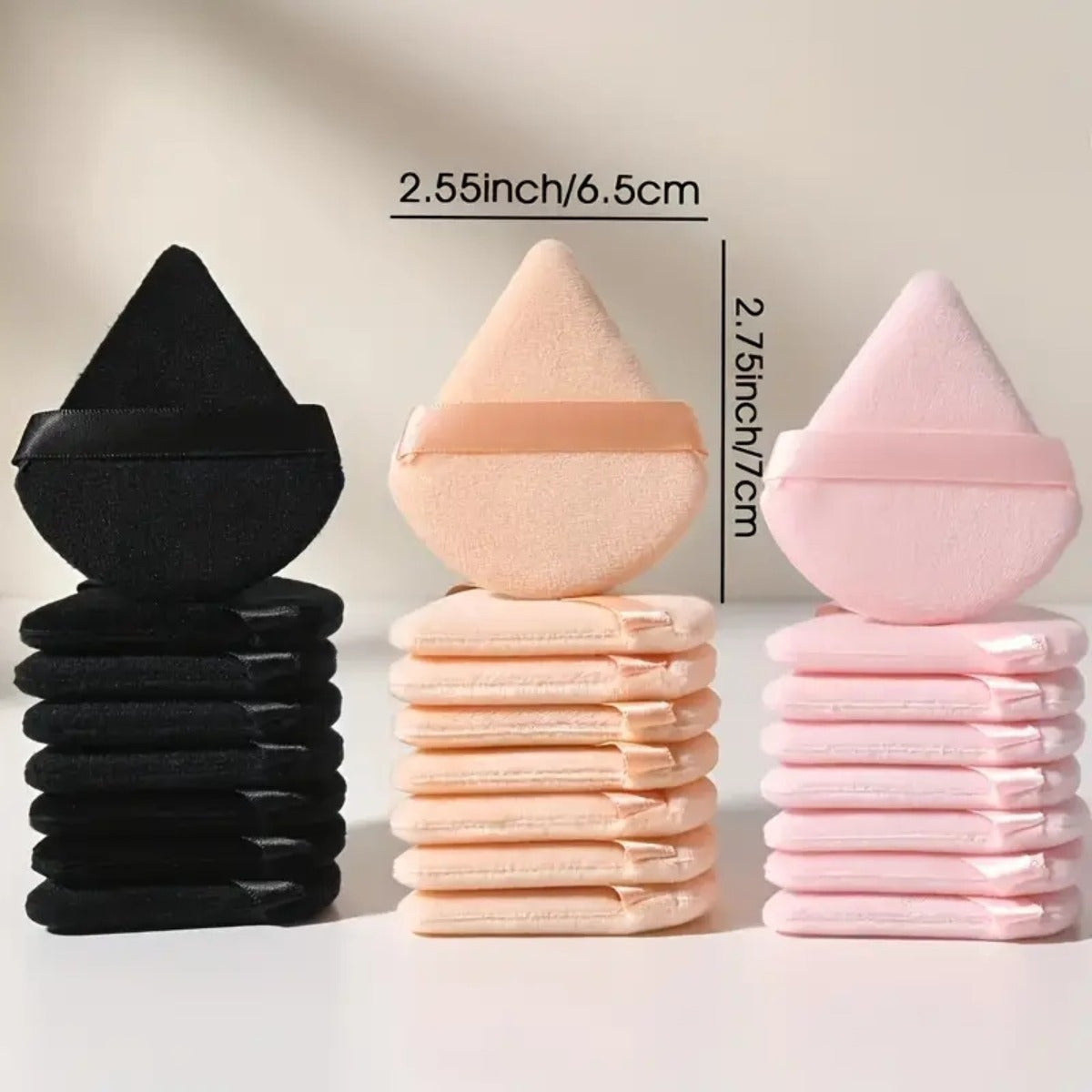 11/25pcs Reusable Triangular Makeup Sponges & Beauty Blenders - Soft Plush, Fragrance-Free, 3 Colors (Black/White/Pink) for Foundation, Powder, Blush - Gentle on Normal Light Beige, Face & Body Use, Makeup Sponges for Blendin