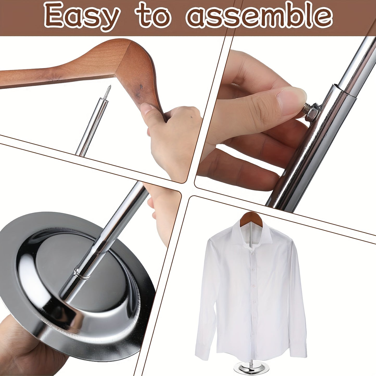 1pc Adjustable Metal T-Shirt Display Stand - Flexible Shoulder Rack for Adults, Portable Clothing Hanger for Vendors, Steaming Clothes Holder for Retail and Home Use, Retail Clothing Display | Modern Clothing Rack | Durable M