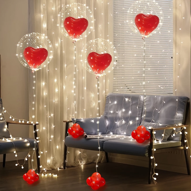 12pcs 18-inch Transparent Bubble Ball Red Balloon Set, Suitable for Valentine's Day, Birthday, Wedding, Proposal and Anniversary Celebrations, with Large Red Heart-shaped Balloons - Indoor and Outdoor Balloon Decoration, No E
