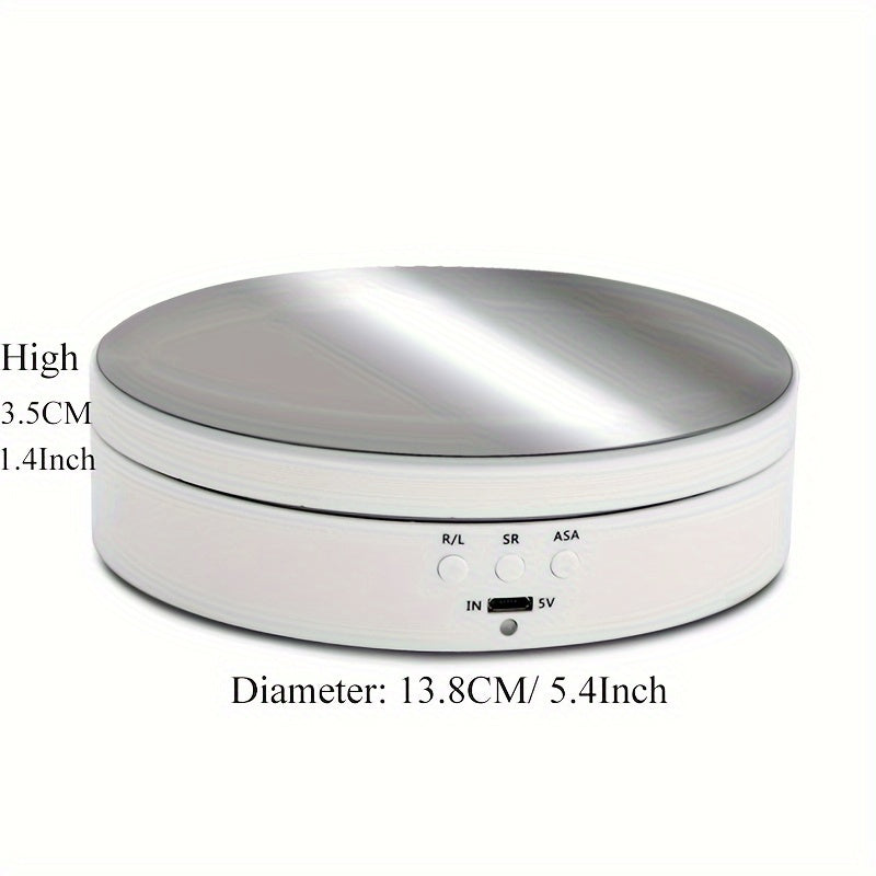 Electric Rotating Display Stand Turntable with Mirror Top, USB Powered, 5V Operating Voltage, 3 Speeds, Jewelry Display Holder, 6.6lbs Capacity