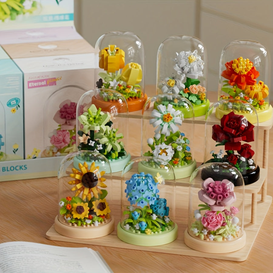 Small Particle Building Block Flower Assembly DIY Toy Home Desktop Decoration Model Holiday Gift for Mother's Day and Valentine's Day