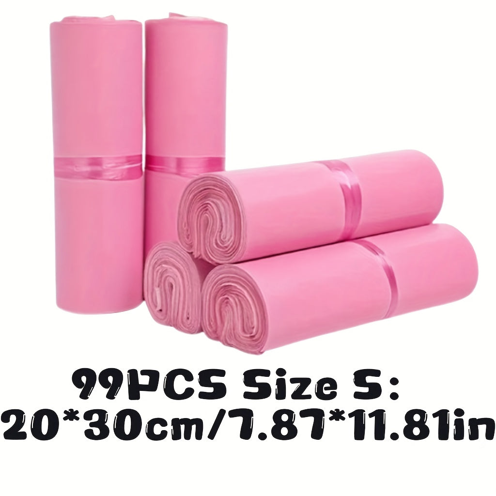 49/99 Self-Sealing Pink Mailing Bags, Multi-Purpose Thickened Postal Pouches for All Seasons, 4 Sizes Available (S,M,L,XL), Suitable for Express Shipping, Gift Wrapping & Office Use