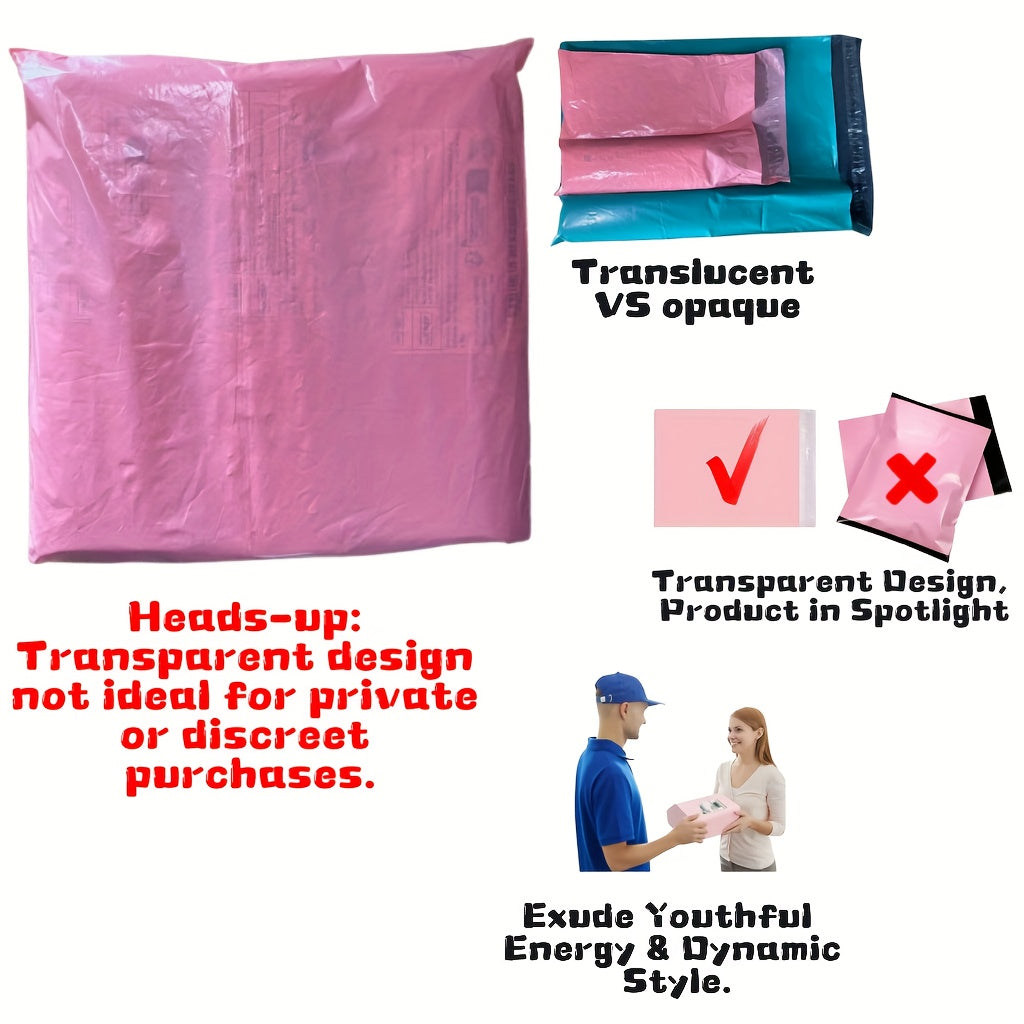 49/99 Self-Sealing Pink Mailing Bags, Multi-Purpose Thickened Postal Pouches for All Seasons, 4 Sizes Available (S,M,L,XL), Suitable for Express Shipping, Gift Wrapping & Office Use