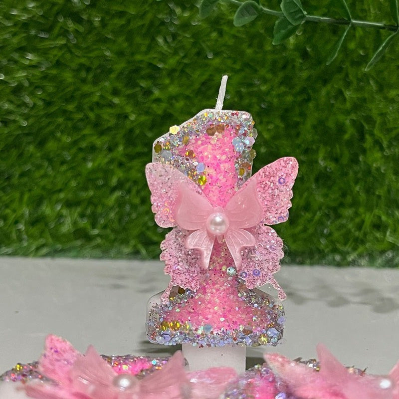 New Cute Pink Butterfly Digital Candles, Birthday Cake Candles, Festival Party Scene Decorations, Candles, Pastel Birthday Candles, Cake Candles Colourful, Birthday Candles for Cake, Candles for Birthday Cake, Flashing Cake C