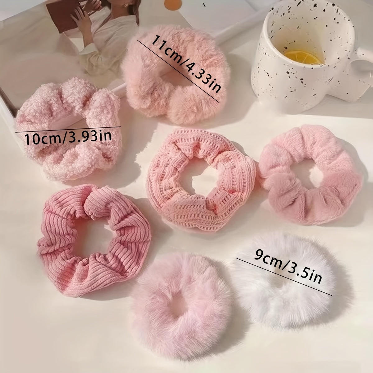 7pcs Premium Plush Hair Tie Set, Simple And Elegant, Suitable for Ponytails And Buns.