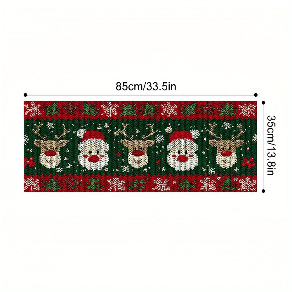 1pc Christmas Oven Mat - Non-Slip Kitchen Appliance liner with Santa, Reindeer, Snowflakes in Green, Red, White, Golden - Heat-Resistant Oven Dust Mat for Microwave, stove - Easy-Clean Holiday Decor (Polyester), Christmas Dec