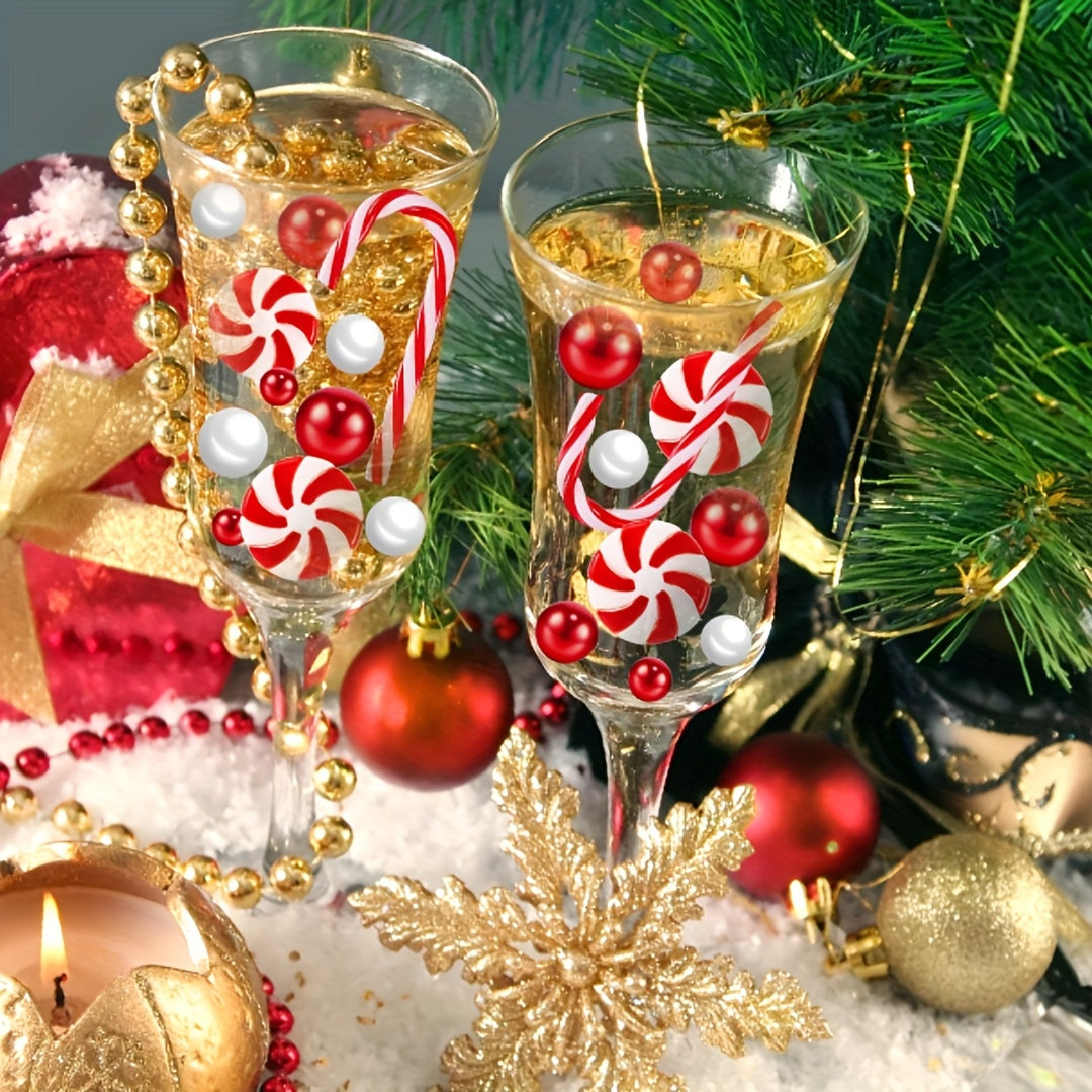 531pcs, Floating Beads for Centerpieces Vases, Vase Fillers, Christmas Vase Filler, White and Red Fake Candy Cane Decor, Christmas Table Decor, Christmas Vase Fillers for Home Table Decorations, Christmas Home Decor