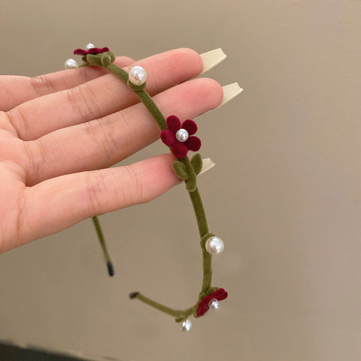 Elegant Faux Pearl Decorative Head Band, Flower Hair Hoop, Bowknot Hair Band, Retro Velvet Hair Accessories For Women And daily use