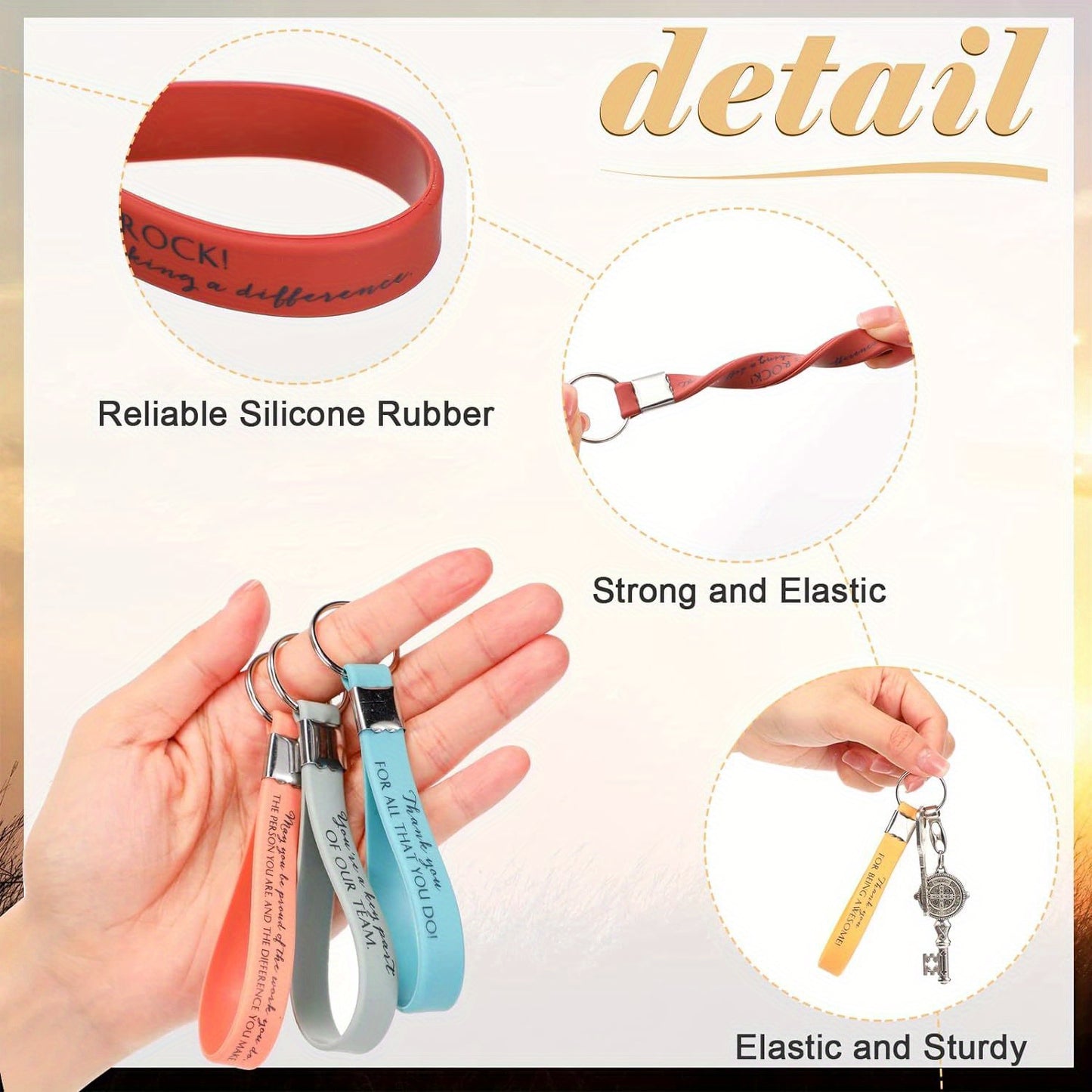 30 Pcs Inspirational Silicone Keychain Set – Employee Appreciation & Team Motivational Quotes – Durable Plastic & Metal Key Rings for Coworkers and Staff Gifts