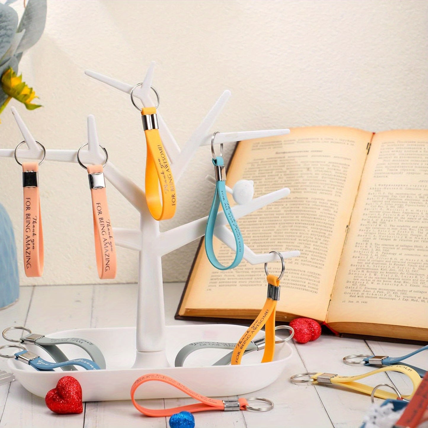 30 Pcs Inspirational Silicone Keychain Set – Employee Appreciation & Team Motivational Quotes – Durable Plastic & Metal Key Rings for Coworkers and Staff Gifts