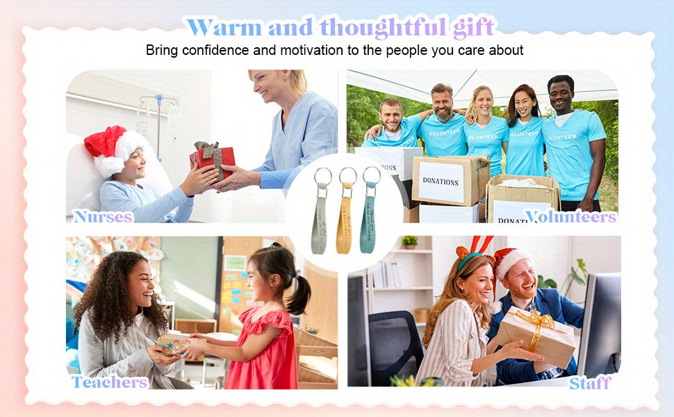 30 Pcs Inspirational Silicone Keychain Set – Employee Appreciation & Team Motivational Quotes – Durable Plastic & Metal Key Rings for Coworkers and Staff Gifts