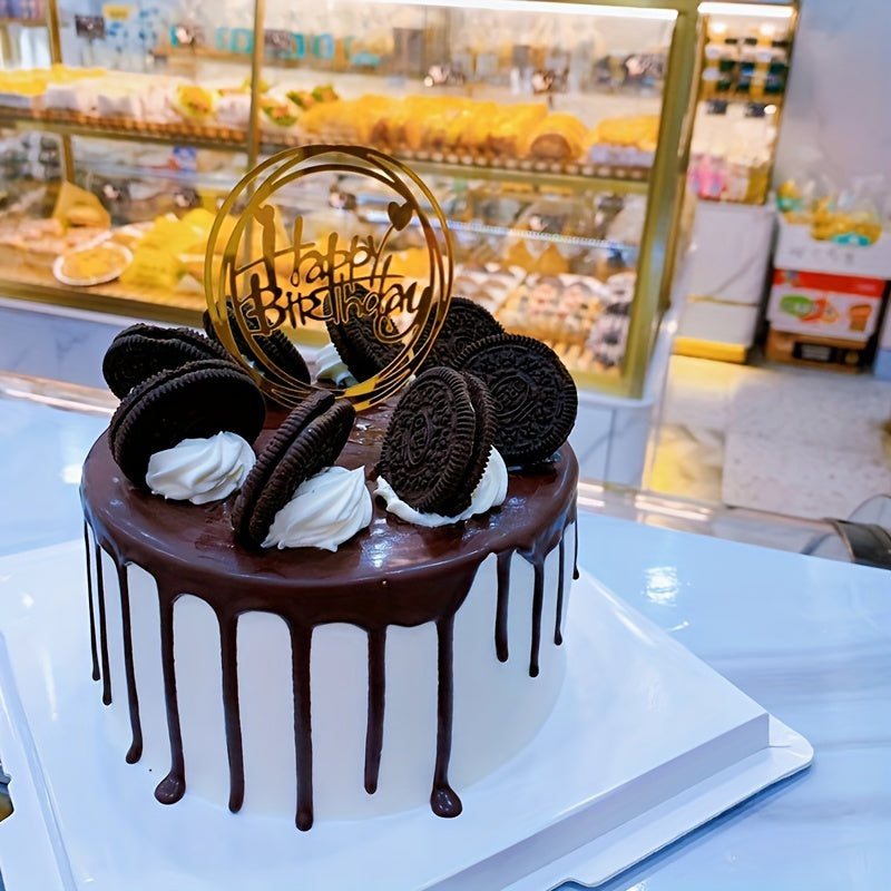 40pcs Acrylic Cake Toppers Set, Plastic Happy Birthday Letter Topper Cards, Golden Glitter Party Cake Decor, Creative Baking Supplies for Food Contact - Cake Decorating Kits