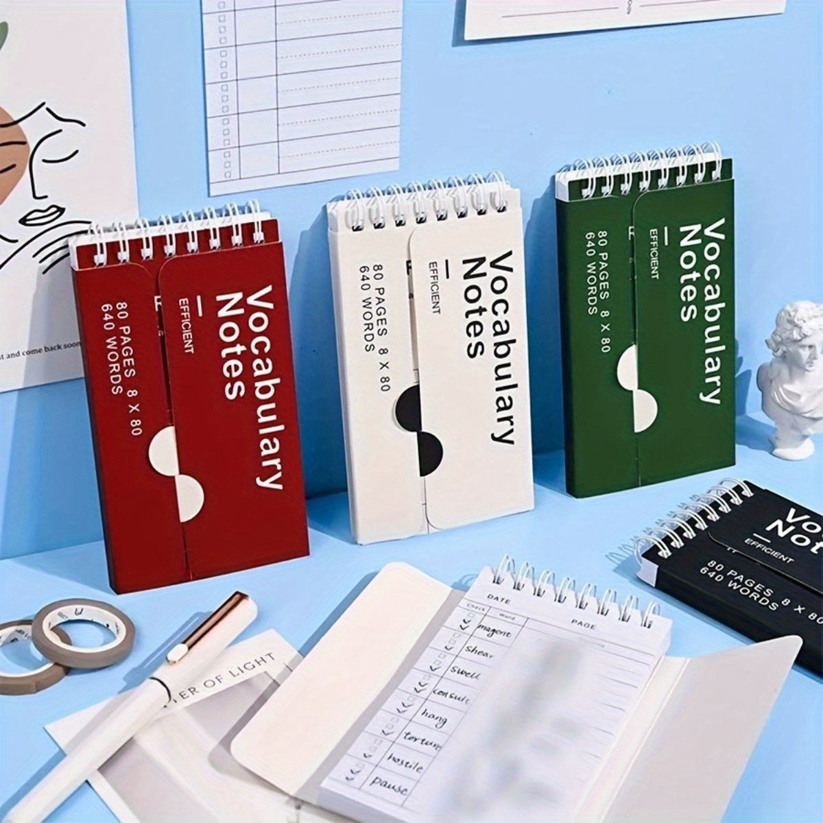 1pc Portable Vocabulary Memorization Notebook - Silent Writing Cover-Up Feature, Paper Material, No Feathers, College Ruled, Suitable for Ages 14+ - Pocket-Sized English/Japanese Language Learning Aid