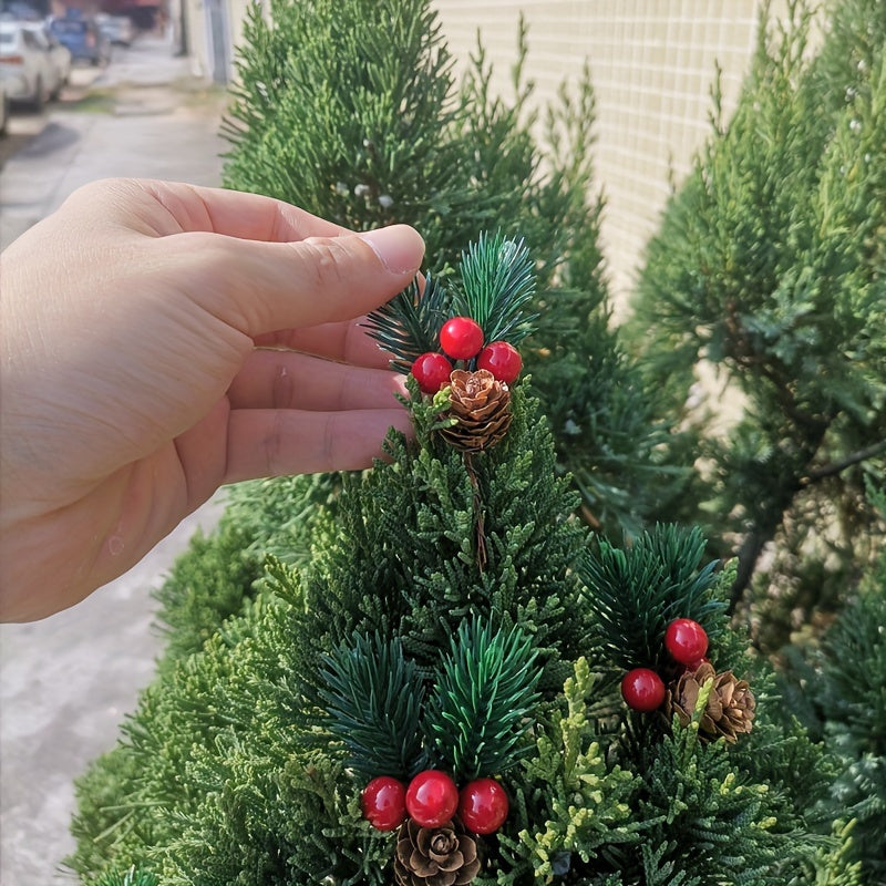 11pcs Artificial Pine Cones and Red Berries Set - Christmas Tree Toppers, Holiday Decorations, Craft Projects, Festive Home Decor, Christmas Decorations, Christmas Decor, Christmas Home Decor, Artificial Flowers