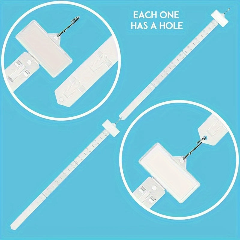 12pcs Heavy-Duty Stainless Steel Hanging Display Strips with Built-In Hooks - No Labels Needed, Curved Retail Hooks for Store Showcase - Space-Saving Vertical Organizer for Treats, Merchandise, Jewelry & Accessories - Durable