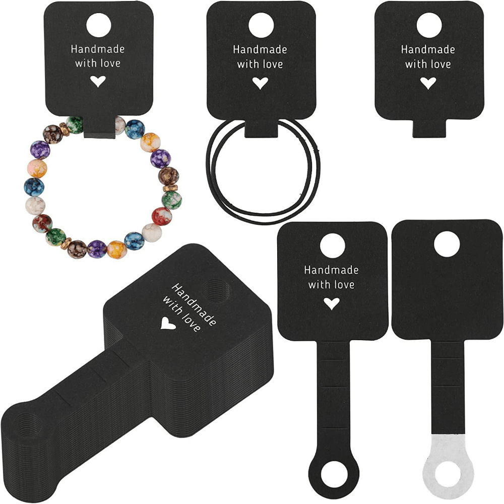 100pcs Self-Adhesive Jewelry Display Cards with Sturdy Clips - Perfect for Bracelets, Necklaces, Hair Ties, Keychains & More - Ideal Small Business Packaging Supplies