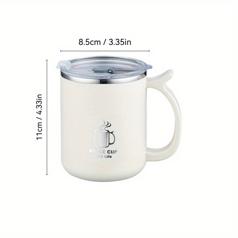 1pc 16.9oz/500ml Stainless Steel Insulated Coffee Mug with Lid & Handle - Double Layer Thermal Cup for Hot & Cold Beverages, Ergonomic Design, Keeps Drinks Hot/Cold for Hours, Durable & Stylish Student/Office Use, Coffee Trav