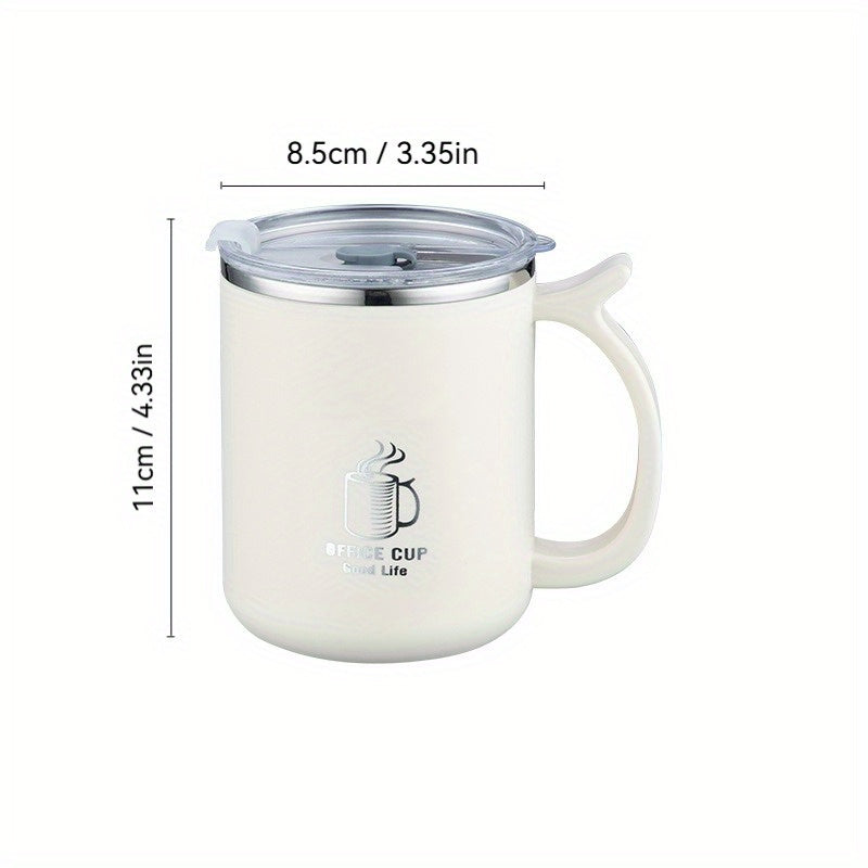 1pc 16.9oz/500ml Stainless Steel Insulated Coffee Mug with Lid & Handle - Double Layer Thermal Cup for Hot & Cold Beverages, Ergonomic Design, Keeps Drinks Hot/Cold for Hours, Durable & Stylish Student/Office Use, Coffee Trav