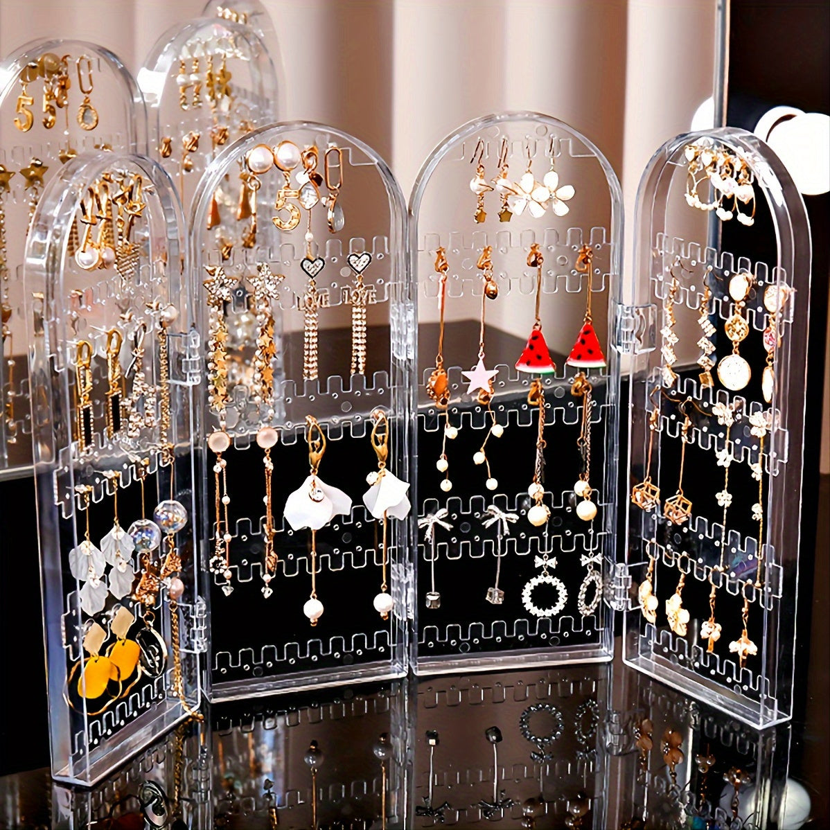 240-Hole Clear Acrylic Earring Display Stand - Large Capacity Jewelry Organizer for Studs, Hoops & Dangling Earrings, Transparent Plastic Design for Small Businesses, Shops & Retailers, Jewelry Display, Jewelry Towers