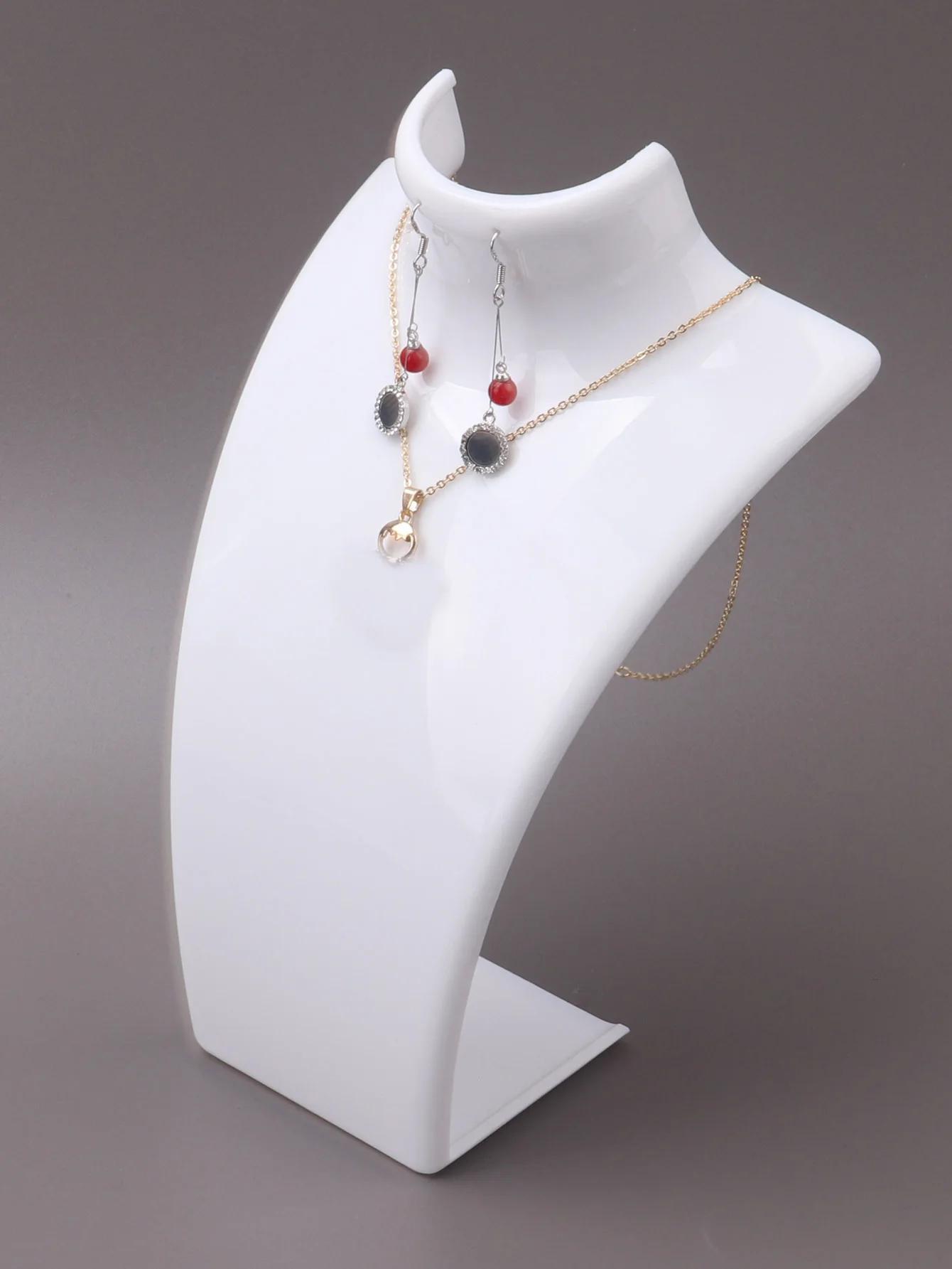 1pc Jewelry Display Fashion Model Necklace Mannequin Pendant Earring Showing Stand Plastic Jewellry Bust Cases, Jewelry Towers