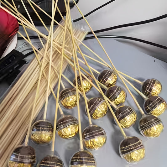 20pcs DIY Candy Chocolate Flower Stand Set, Ferrero Packaging with 10 Transparent Balls and 10 Bamboo Sticks, Suitable for Wedding Graduation Mother's Day Anniversary Party Valentine's Christmas Birthday Bouquet Material Pack