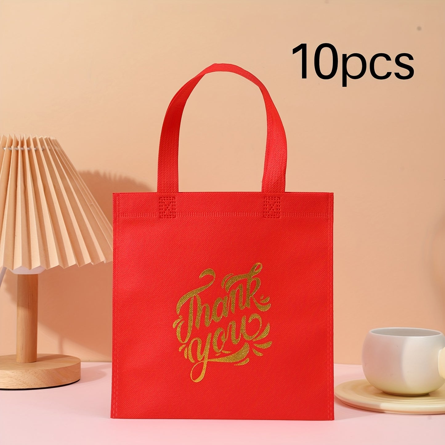 10pcs Thank You Gift Bags - Reusable Non-Woven Tote Bags with Rainbow Colors & Golden Glitter "Thank You" Design, Sturdy Handles for Birthdays, Weddings, Holidays, Small Business Gifts, Small Gift Bags, Event Favor Bags, Eleg