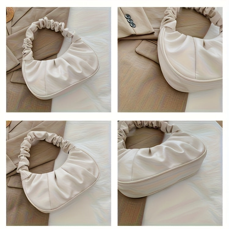 Structured Small Handbag with Ruffled Bow & Snap Button Closure