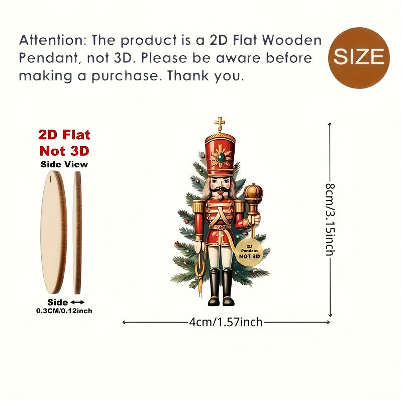2D Flat, 16pcs Christmas Nutcracker Ornament Set - Traditional Wooden Holiday Decorations for Trees, Home & Window Display - Perfect for Christmas, Thanksgiving, and New Year Celebrations, Festive Ornaments|Traditional Style|