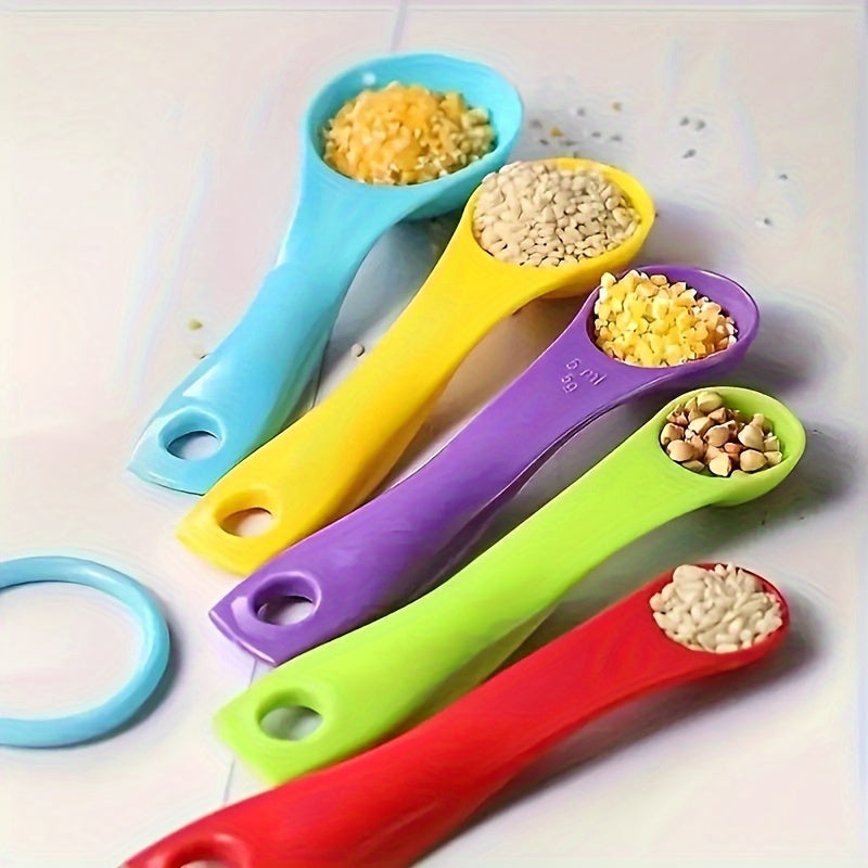 5pcs Stackable Plastic Measuring Cups with Spouts & Handles - BPA-Free, Accurate Cooking & Baking Tools, Random Colors (Blue, Green, Yellow, Purple, Red) for Precise Ingredient Measurements, Kitchen Essentials|Stackable Cups|