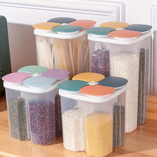 1pc Moisture-Proof Cereal Jar with Divided Compartments - Perfect for Home Kitchen Storage