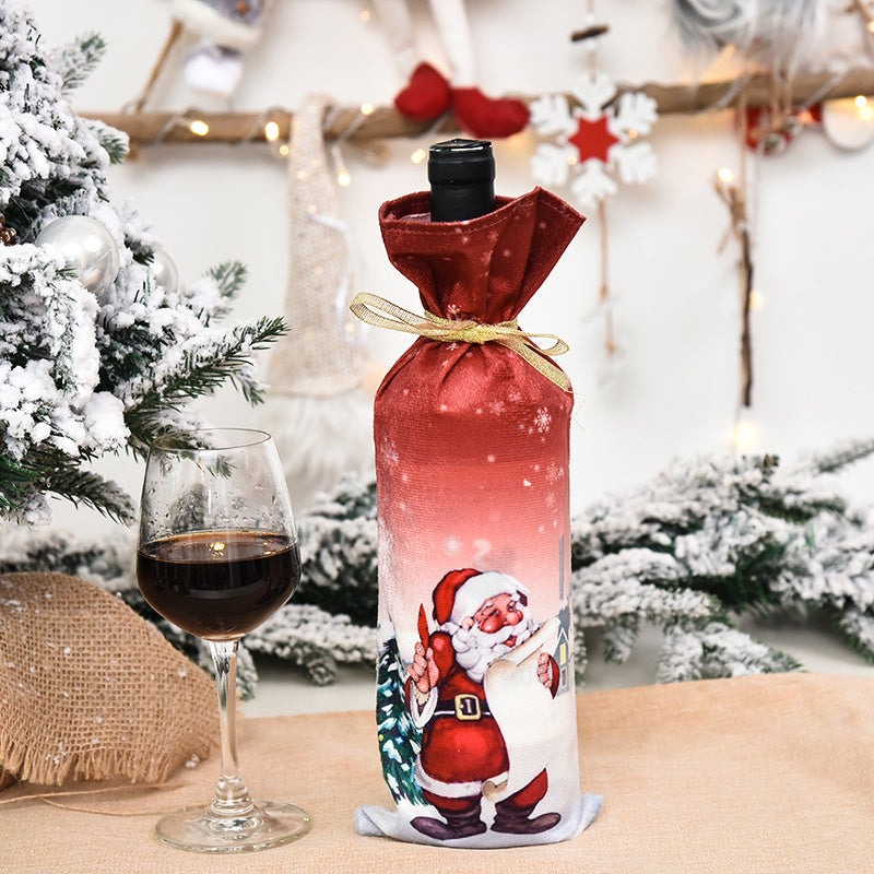 1pc Americana Style Christmas Wine Bottle Decoration, Santa Claus Polyester Figurine, Festive Holiday Decor Props, No Electricity Required, Featherless for Christmas, Halloween Decorations, Fall Home Decor Collectible Figurin