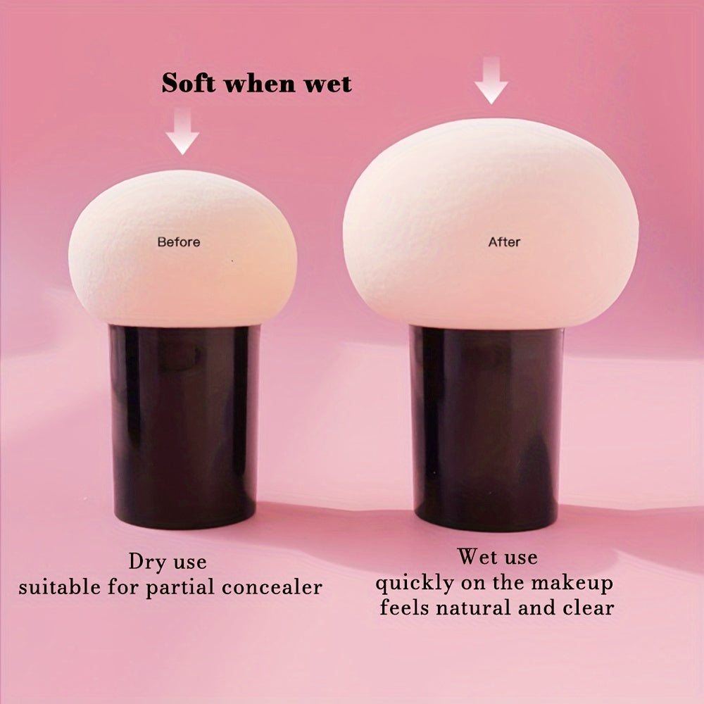 2pcs Handle Mushroom Makeup Sponge Portable Makeup Powder Puff Suitable for Wet and Dry Use Face Mushroom Head Makeup Sponge Foundation Makeup Sponge Powder Puff Beauty Tool Smooth Sponge
