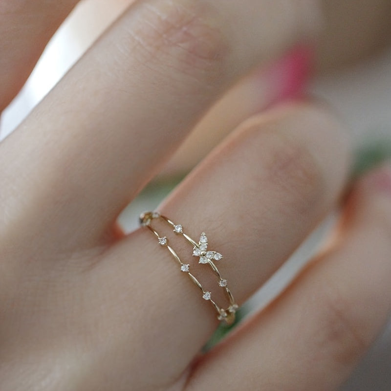 Elegant Double Layer Geometric Open Cuff Ring
