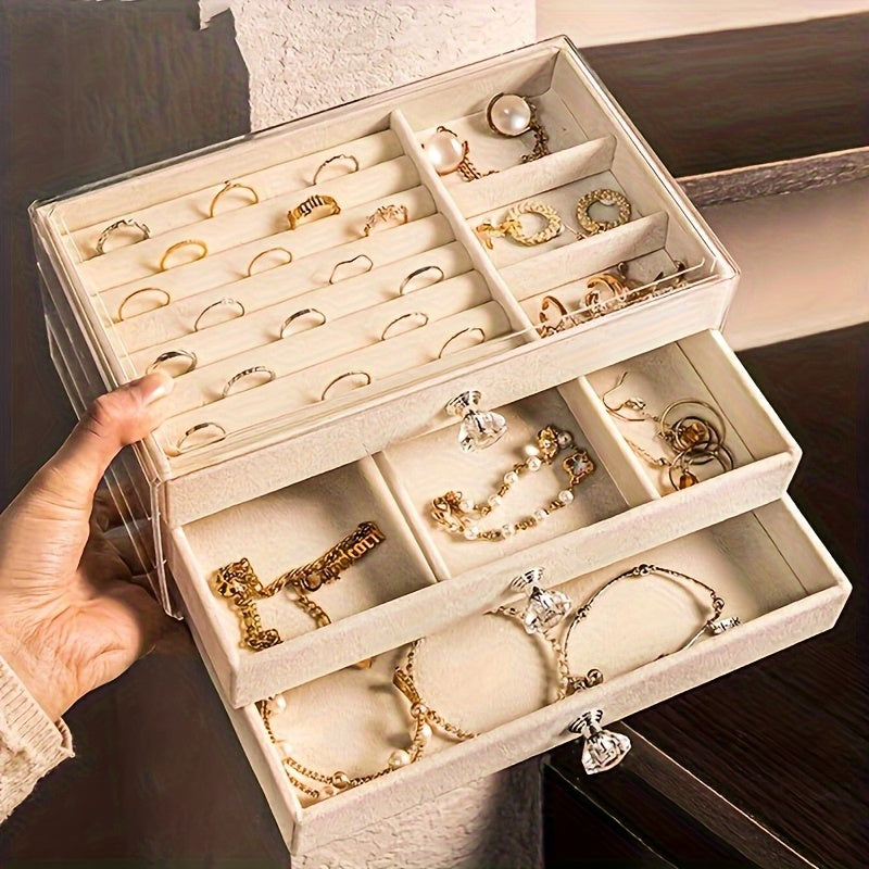 Cosmetic Storage Box - Single-Layer Acrylic Jewelry Storage Box with Drawers