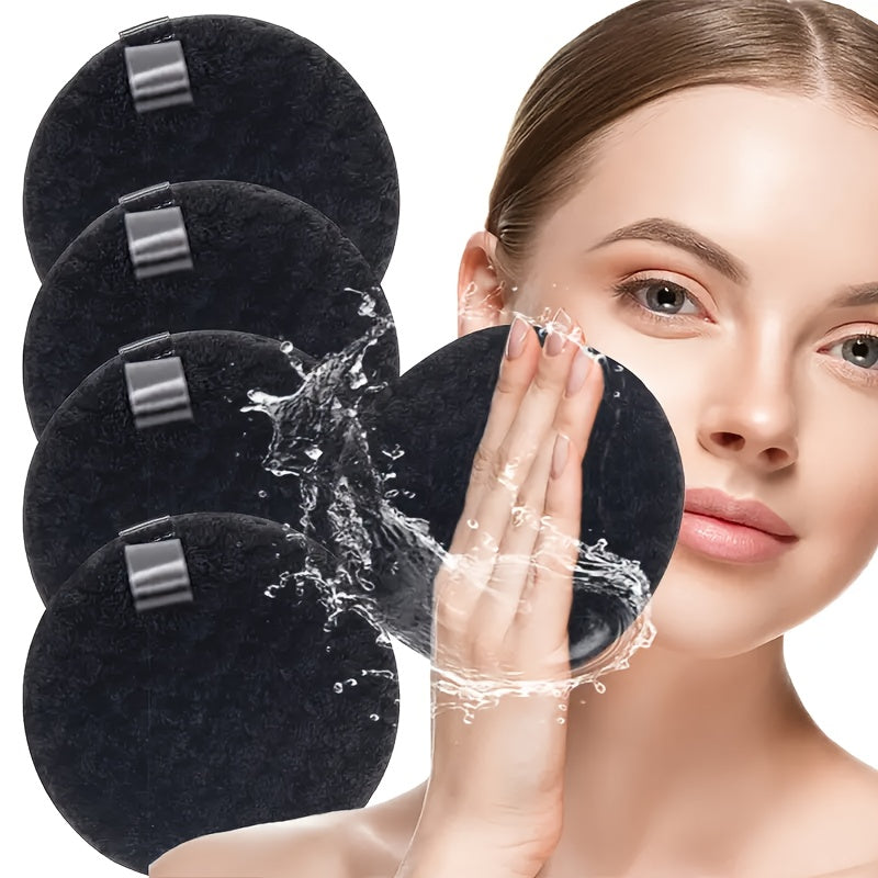 4-Pack Soft Microfiber Face Pads, Reusable Dual-Sided Extraction Pads for Gentle Facial Cleansing and Makeup Application, Daily Face Washing Facial Cleanser