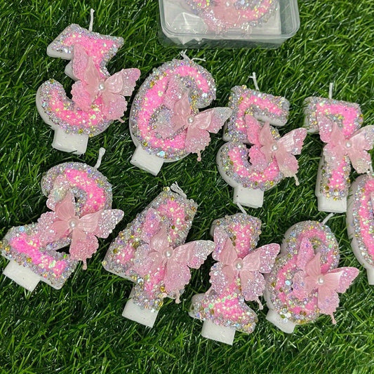 New Cute Pink Butterfly Digital Candles, Birthday Cake Candles, Festival Party Scene Decorations, Candles, Pastel Birthday Candles, Cake Candles Colourful, Birthday Candles for Cake, Candles for Birthday Cake, Flashing Cake C