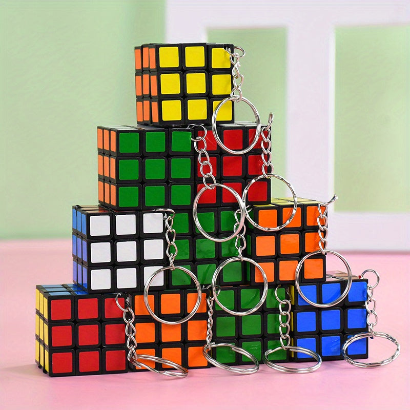 5pcs/Set Creative Mini Puzzle Cube Keychain 3X3Cm New Backpack And Key Pendant Promotional Gift Bag Accessories Wedding Birthday Party Guest Favorites Fashion Jewelry Decoration Gift, Halloween, Christmas