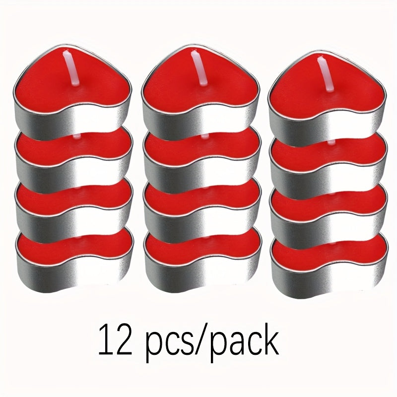 12/50 Heart-Shaped Candles - Golden & White, Single-Wick, Short Burn Time (1-4 Hours), Ideal for Valentine'S Day, Christmas, Halloween, Thanksgiving, Ramadan, and More - Perfect for Home Decor and Special Occasions, Candle De