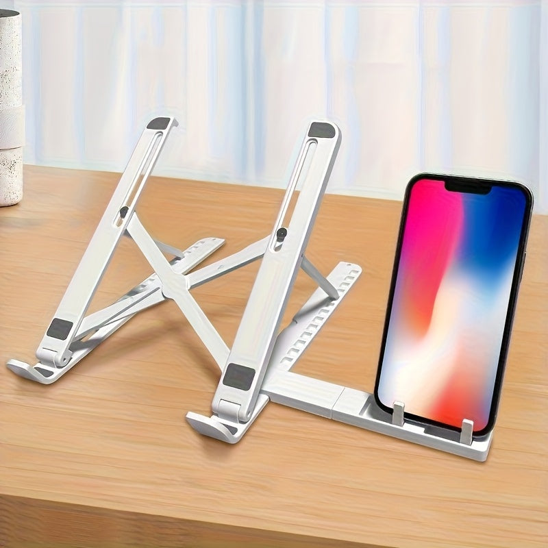 2-in-1 adjustable laptop stand with cooling function, portable ABS tripod base, stable and ergonomically designed, suitable for home office and remote work, laptop support stand, essential item for remote work, modern technol