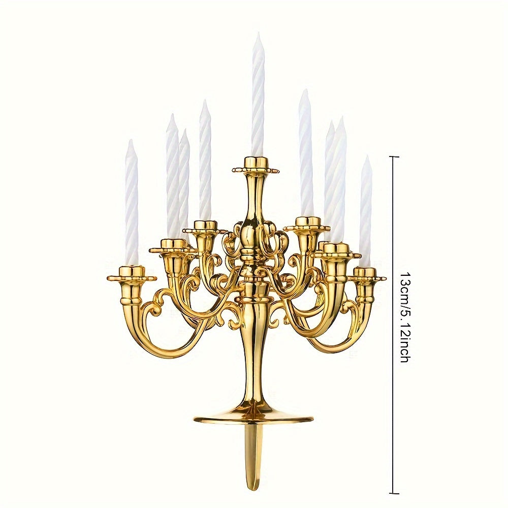 Elegant Candelabra Cake Topper Set with Candles - Perfect for Weddings, Birthdays & Holiday Celebrations - Versatile Table Centerpiece & Home Decor