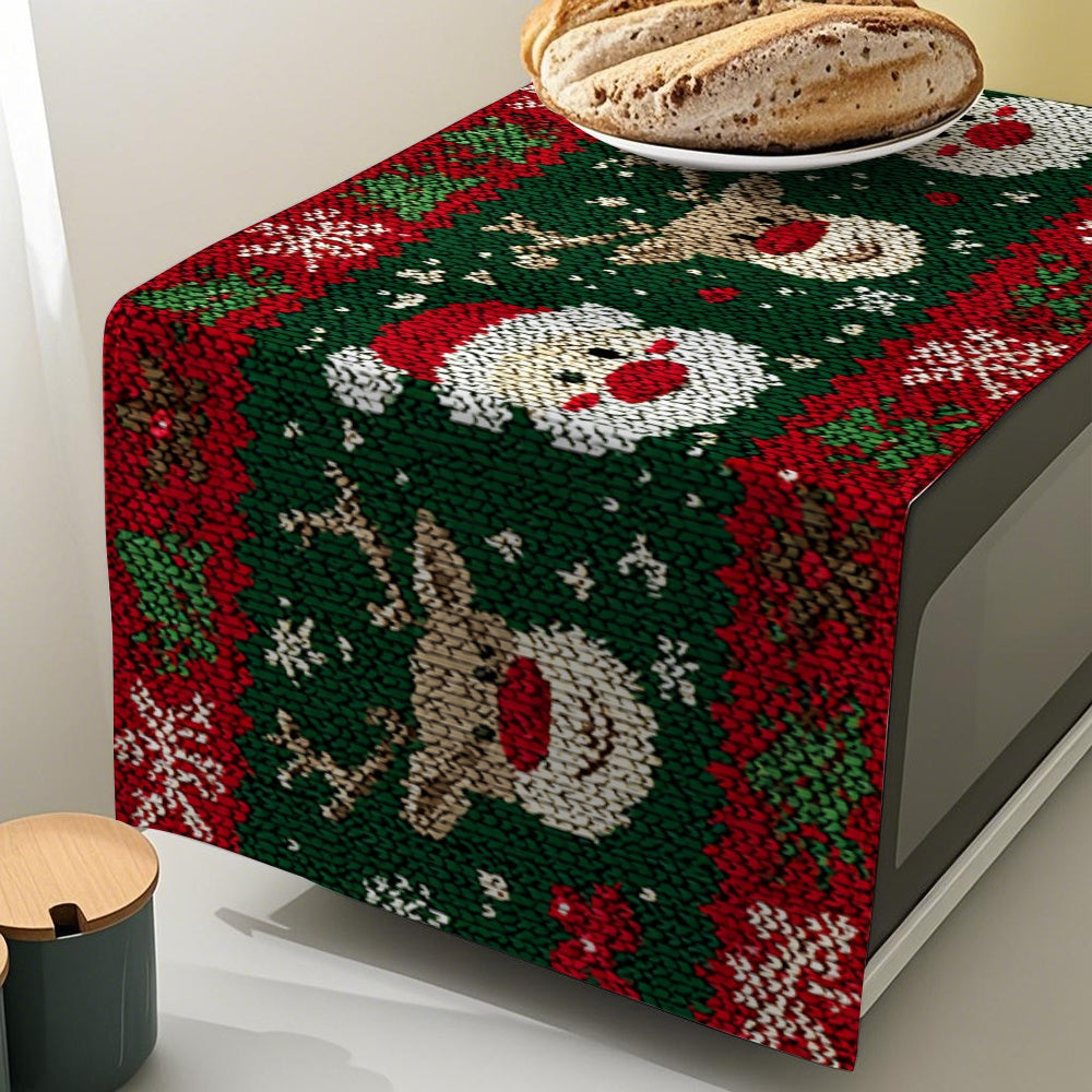 1pc Christmas Oven Mat - Non-Slip Kitchen Appliance liner with Santa, Reindeer, Snowflakes in Green, Red, White, Golden - Heat-Resistant Oven Dust Mat for Microwave, stove - Easy-Clean Holiday Decor (Polyester), Christmas Dec