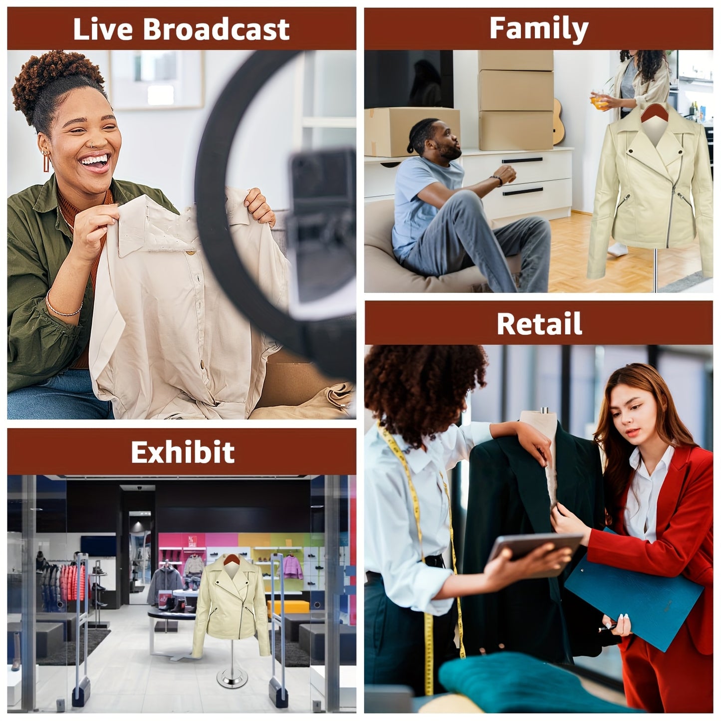 1pc Adjustable Metal T-Shirt Display Stand - Flexible Shoulder Rack for Adults, Portable Clothing Hanger for Vendors, Steaming Clothes Holder for Retail and Home Use, Retail Clothing Display | Modern Clothing Rack | Durable M