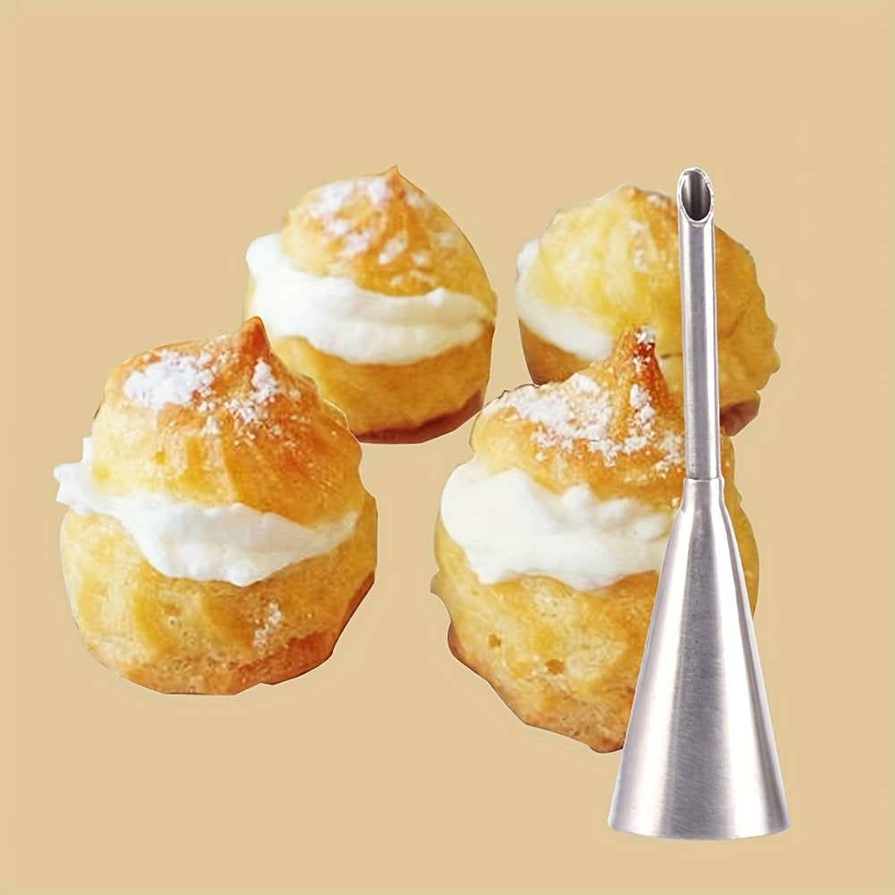 2-Pack Stainless Steel Piping Nozzles, Long Puff Tip, for Baking, Pastry Nozzle for Cookie, Dessert, Cake Decoration, Professional Baking Tools