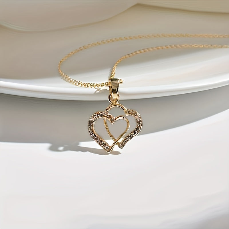 New Simple And Fashionable Irregular Double Heart Necklace Heart Necklace Heart Necklace Valentine's Day Gift