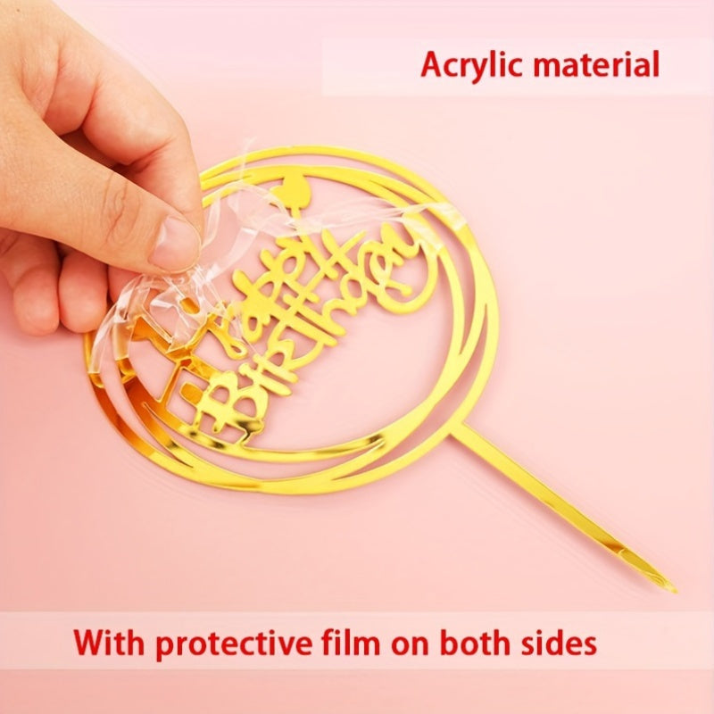40pcs Acrylic Cake Toppers Set, Plastic Happy Birthday Letter Topper Cards, Golden Glitter Party Cake Decor, Creative Baking Supplies for Food Contact - Cake Decorating Kits