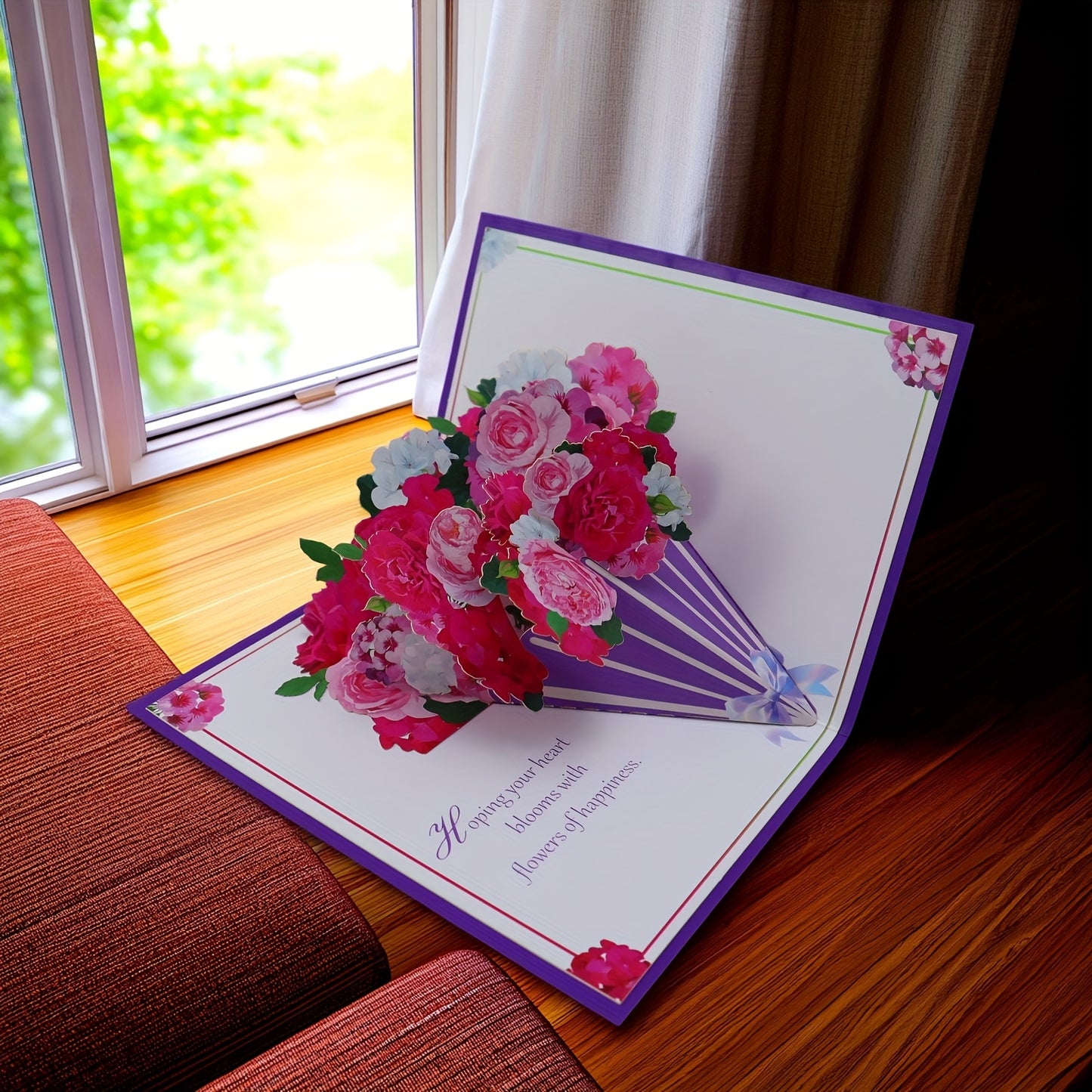 3D Pop-Up Rose Bouquet Greeting Card with Handwritten Message Area - Vibrant Pink & Red Floral Design on Premium Cardstock - Unique Birthday, Anniversary, Graduation Gift for Parents, Friends, Grandparents