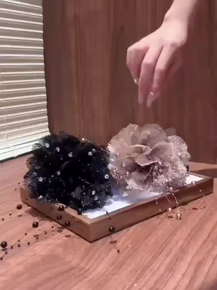 Feather beaded tassel flower hair clip, fluffy peony flower grappling clip for increased hair volume, shark clip for elegant hair flower accessory