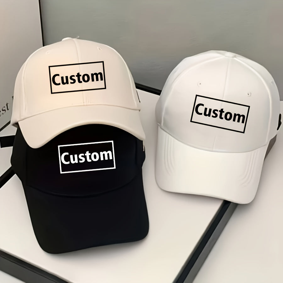 Custom Women's Baseball Cap - Premium 100% Polyester Adjustable Snapback Hat with Personalized Logo/Photo Print, Lightweight Breathable Design for Casual and Outdoor Activities Black/White, Custom Event Gear
